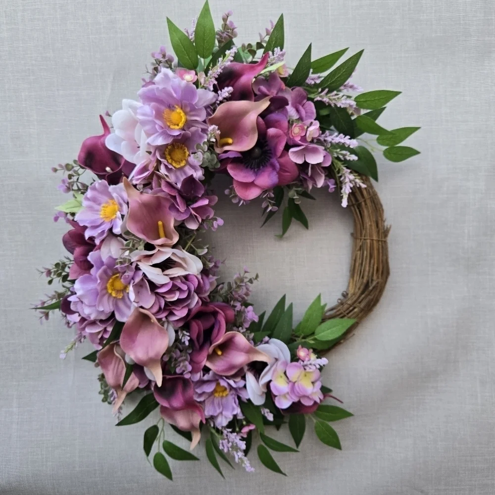 Handmade Elegant Purple and Pink Floral Wreath